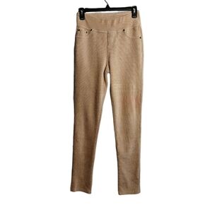 HEM & THREAD Pinstripe French Terry Long Pants in Beige Jeggings Size Small